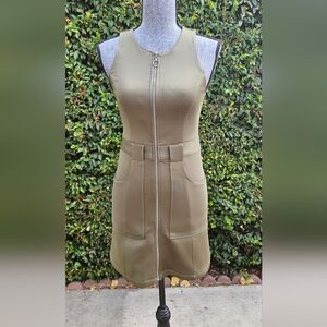 Abercrombie & Fitch Olive Green Sleeveless Zip-Front Mini Dress – XS